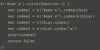 jQuery的index()方法获取相应元素的索引值