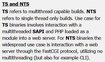 PHP 的两个版本TS和NTS说明